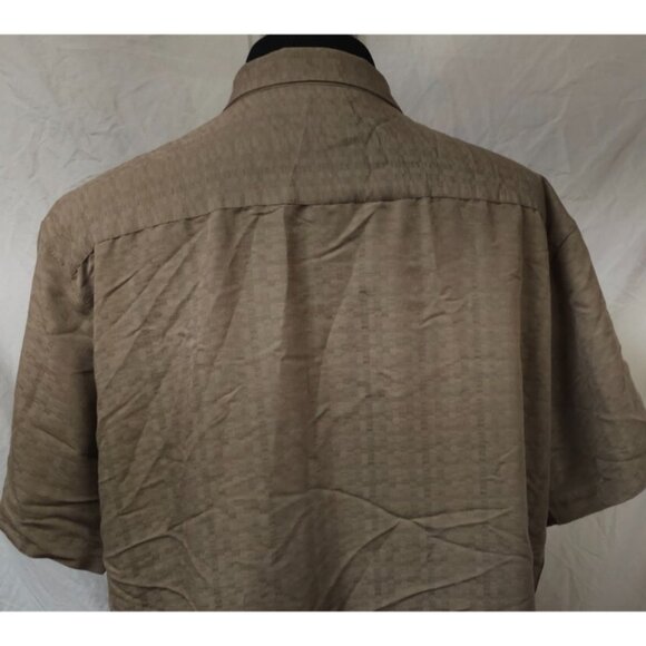 Trader Bay Mens XL Brown check Textured Short Sleeve Button Rayon Blend Shirt - Picture 8 of 11